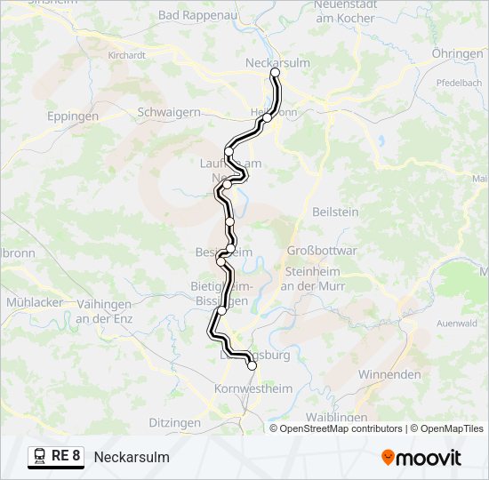 RE 8 Train Line Map