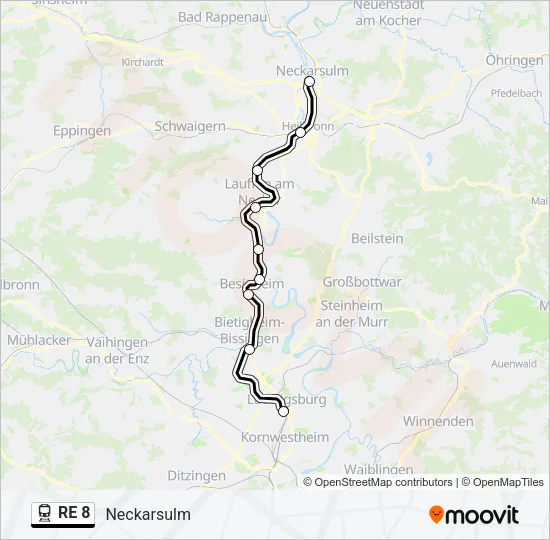 RE 8 Train Line Map
