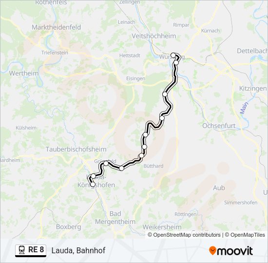 RE 8 Train Line Map