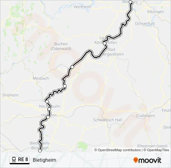 RE 8 Train Line Map