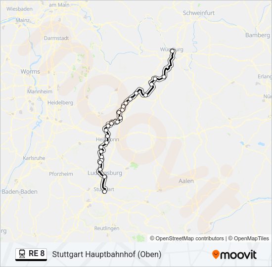 RE 8 Train Line Map