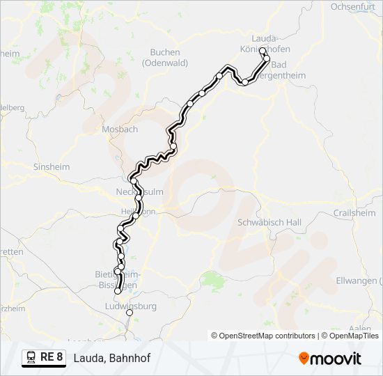 RE 8 Train Line Map