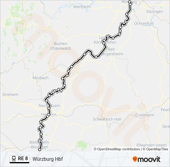 RE 8 Train Line Map
