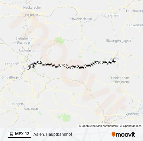 MEX 13 Train Line Map