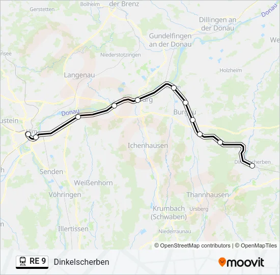 RE 9 Train Line Map