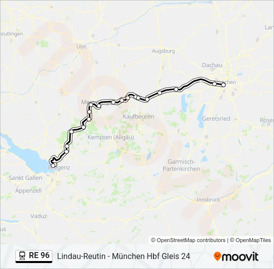 RE 96 Train Line Map