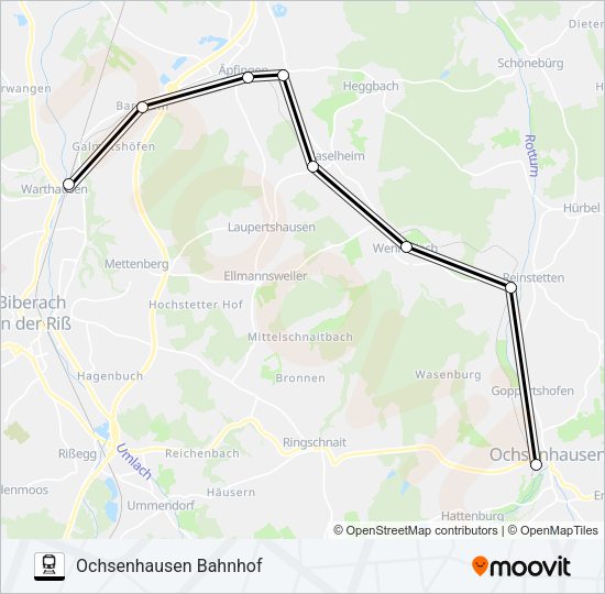 OCHSENHAUSEN - WARTHAUSEN Train Line Map