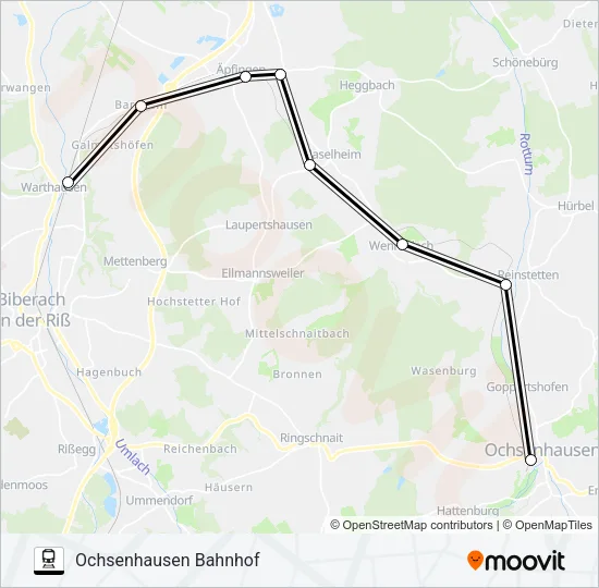 OCHSENHAUSEN - WARTHAUSEN Train Line Map