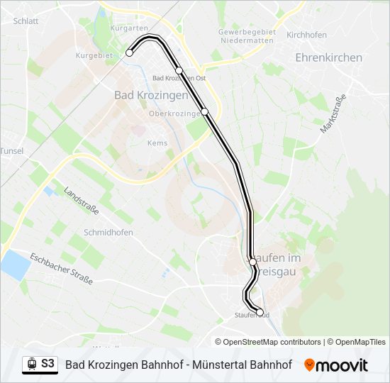 Трамвай S3: карта маршрута