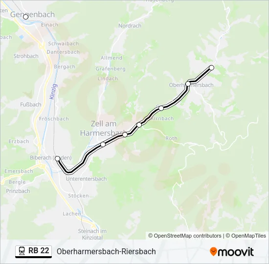 Bahnlinie RB 22 Karte