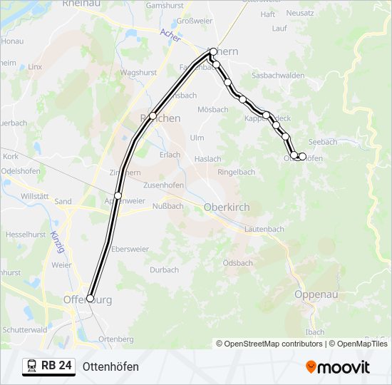 Поезд RB 24: карта маршрута