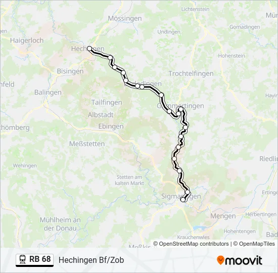 Bahnlinie RB 68 Karte
