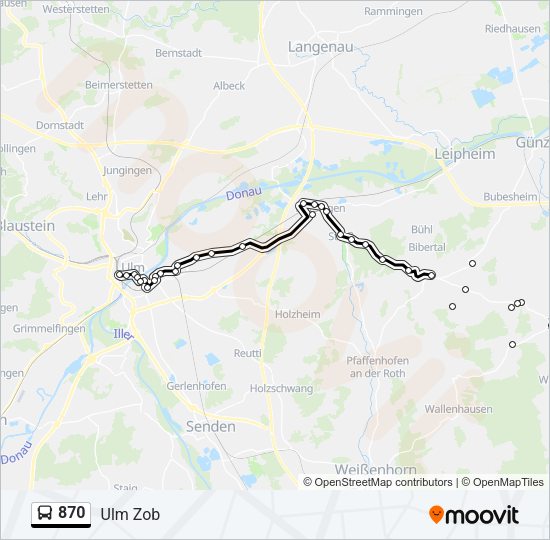 Автобус 870: карта маршрута