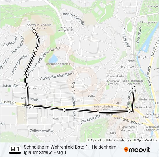 1 Bus Line Map