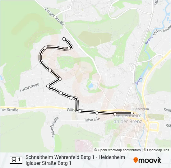1 Bus Line Map