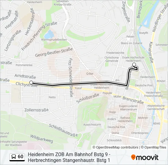 60 Bus Line Map