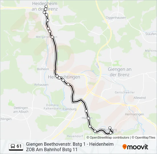 61 Bus Line Map