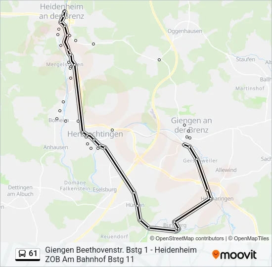 61 Bus Line Map