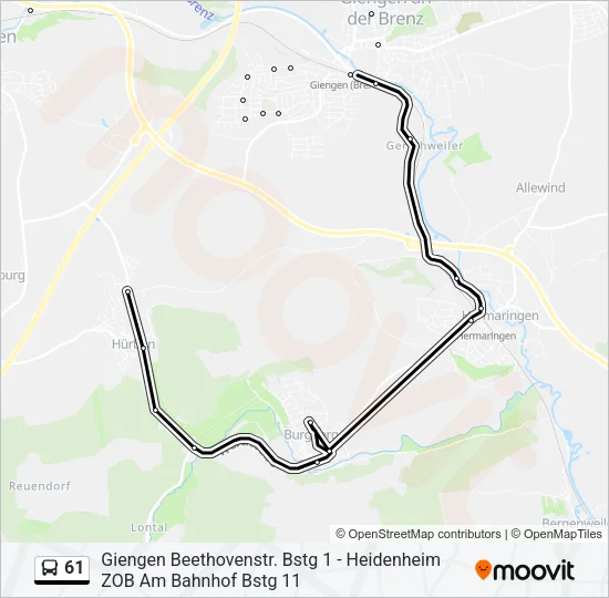 61 Bus Line Map