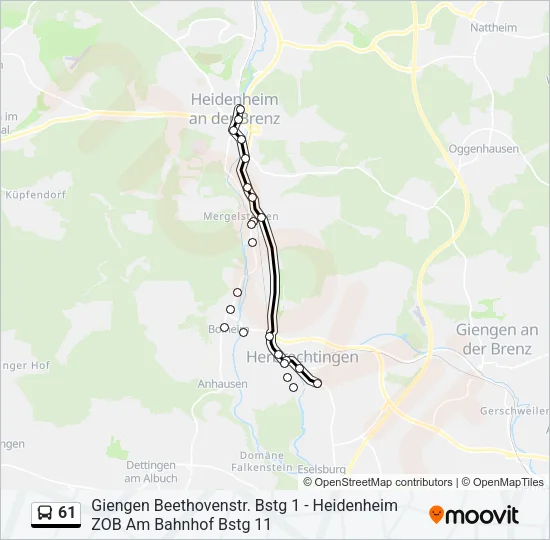 61 Bus Line Map