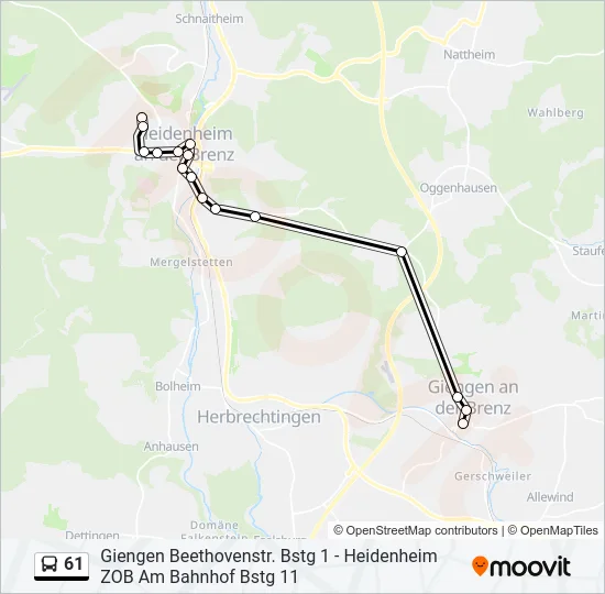 61 Bus Line Map