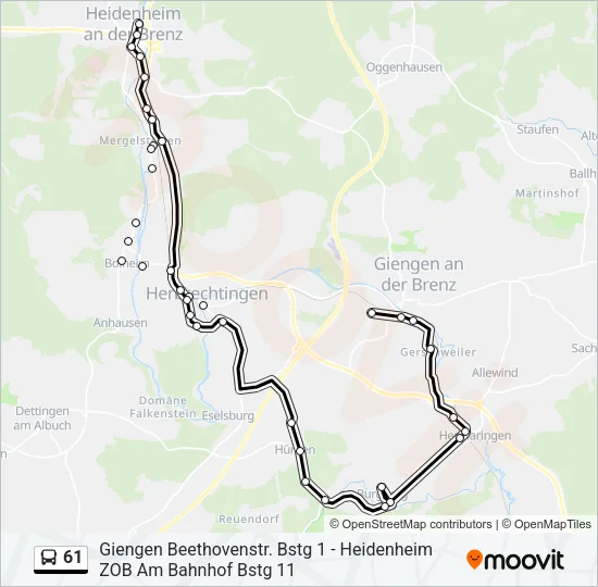61 Bus Line Map