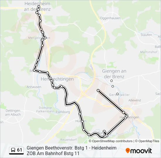 61 Bus Line Map