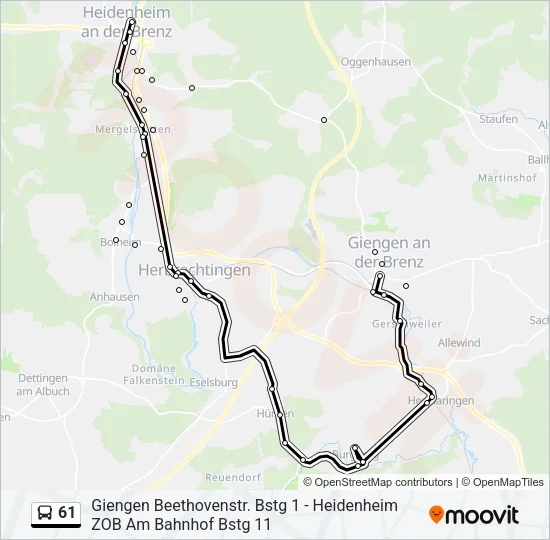 61 Bus Line Map