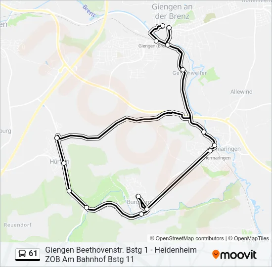 61 Bus Line Map