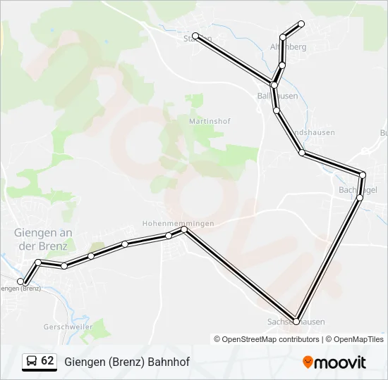 62 Bus Line Map