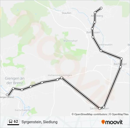 62 Bus Line Map