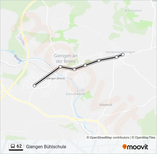 62 Bus Line Map