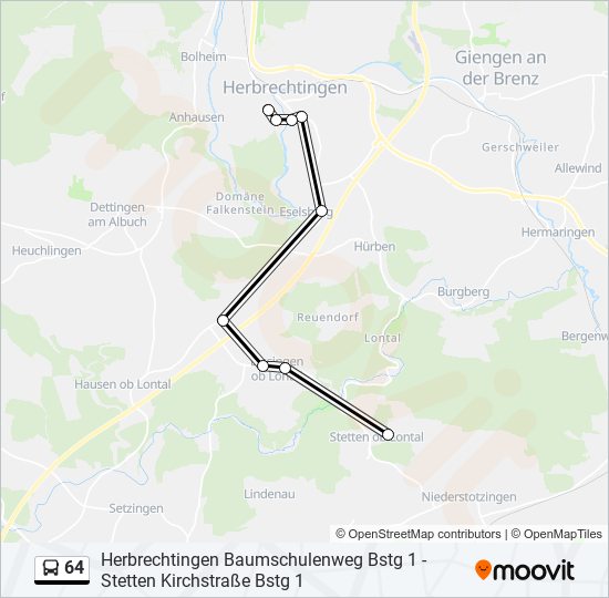 Автобус 64: карта маршрута