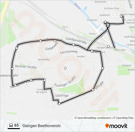 65 Bus Line Map