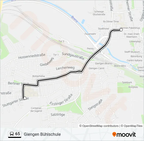 65 Bus Line Map