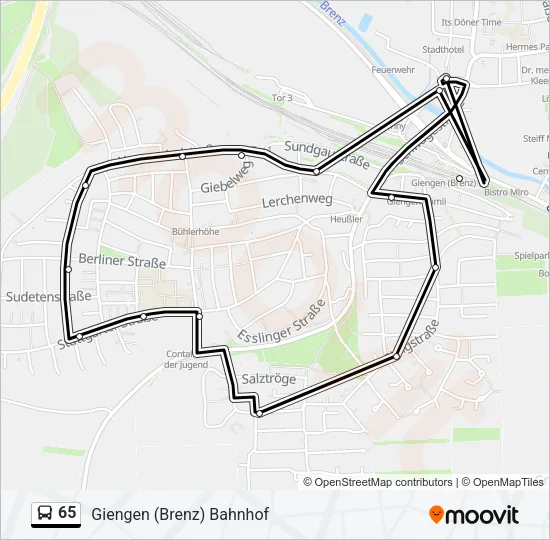 65 Bus Line Map