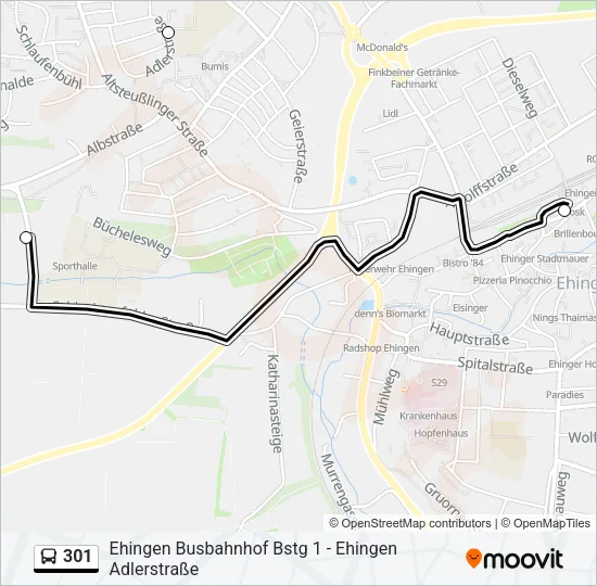301 Bus Line Map