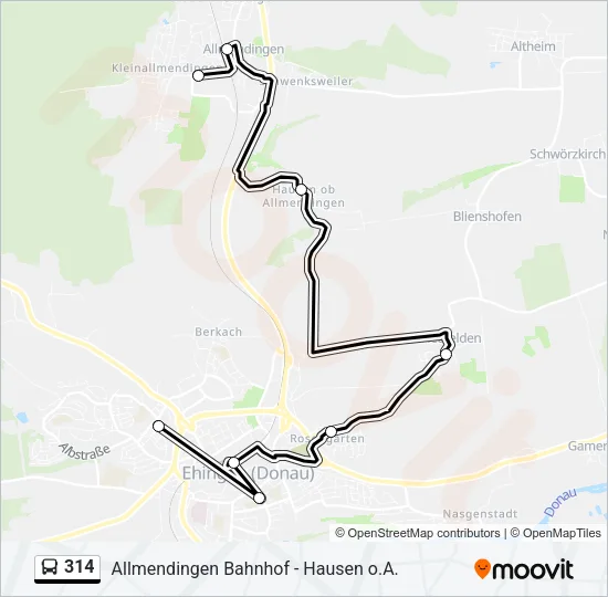 314 Bus Line Map