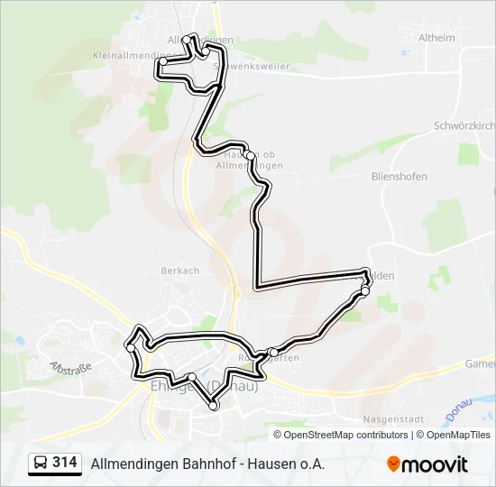 314 Bus Line Map