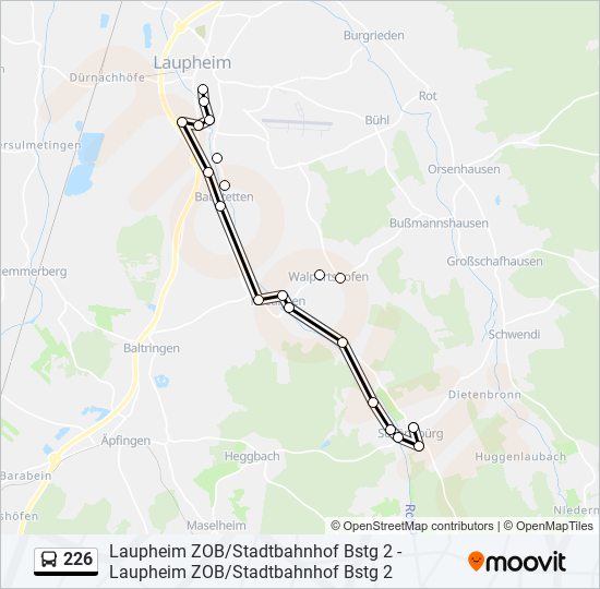 226 bus Line Map