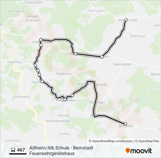 467 Bus Line Map
