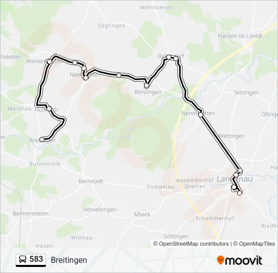 583 Bus Line Map