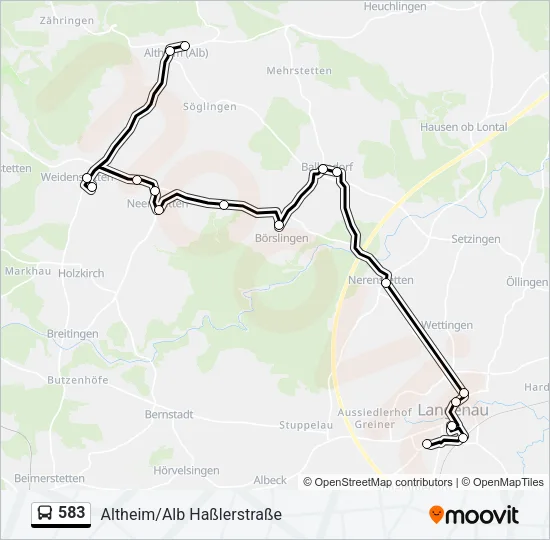 583 Bus Line Map