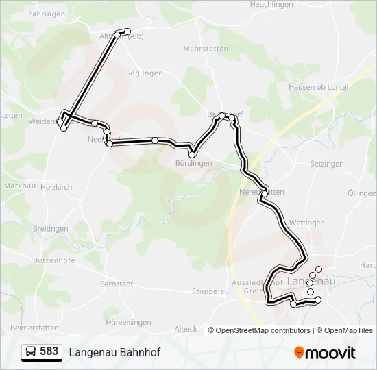 583 Bus Line Map