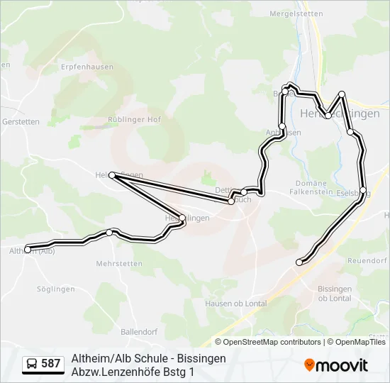 587 Bus Line Map