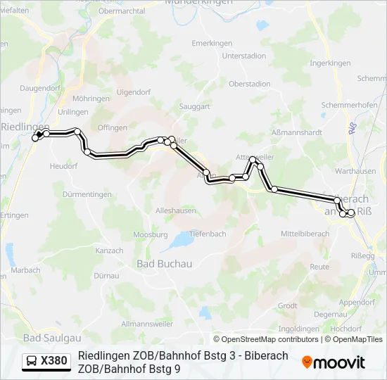 X380 Bus Line Map