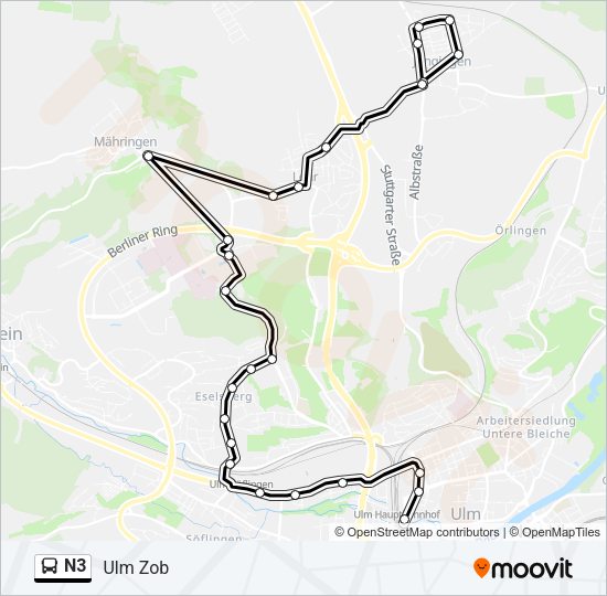 N3 Bus Line Map