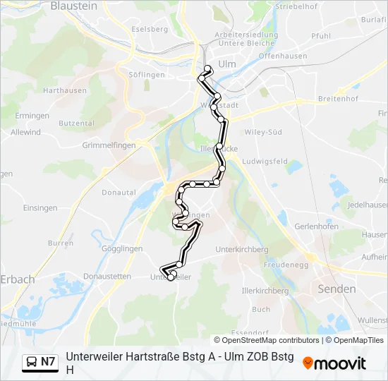 N7 Bus Line Map