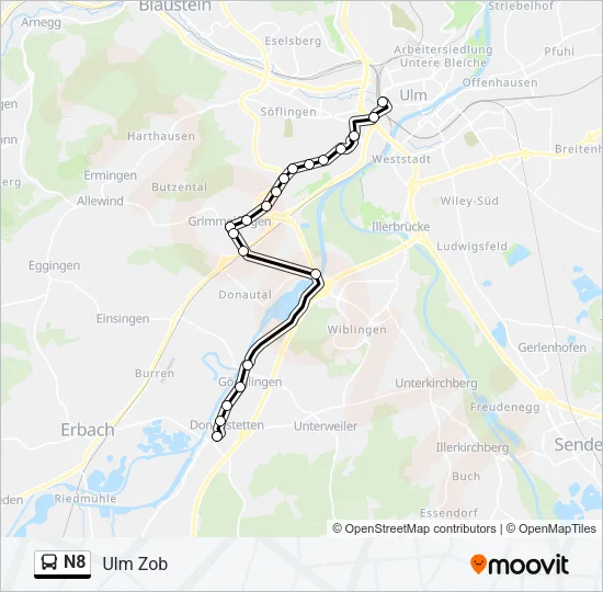 N8 Bus Line Map
