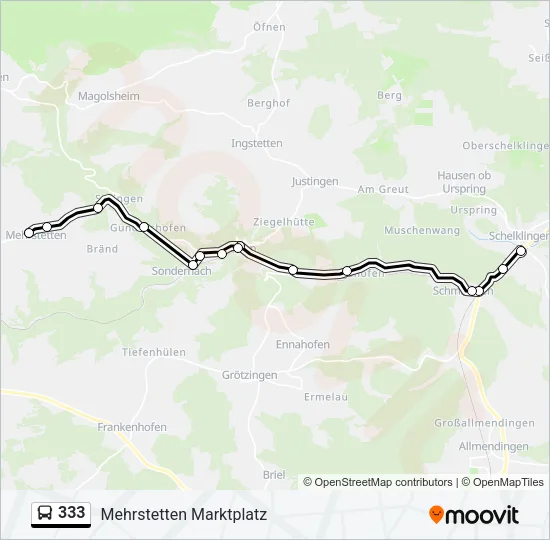 333 Bus Line Map